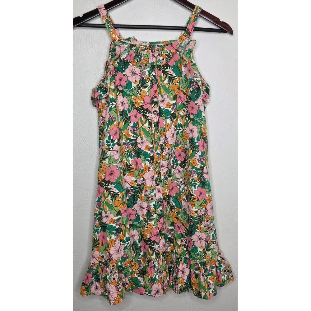 *NEW w/Tags Copper Key Girl's Size XL Sleeveless Dress Floral Tropical Ruffle